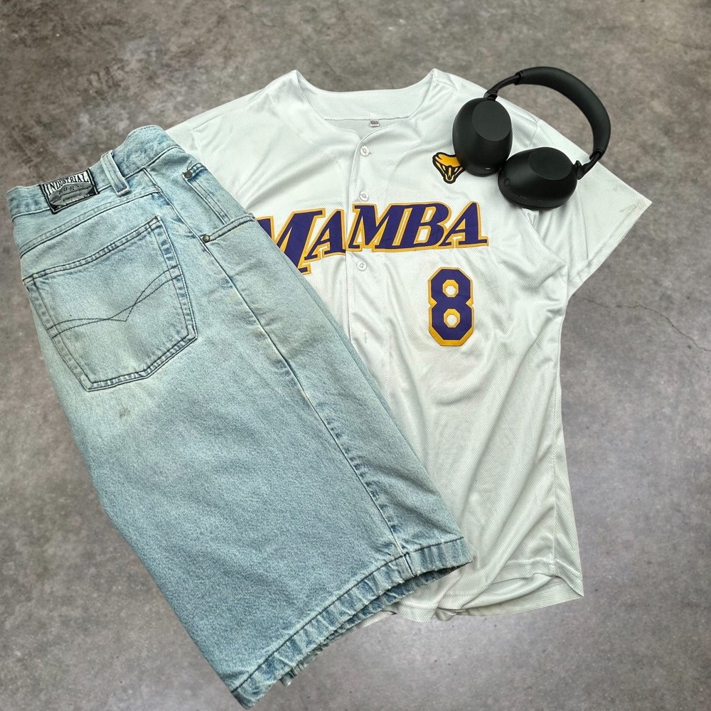 Kobe Bryant Mamba Baseball Jersey White Purple Gold 8 24 Mens Size Medium